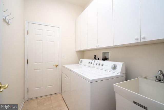6 Galileo Dr, Cranbury, NJ 08512 - washroom with washing machine and clothes dryer, cabinet space, and light tile patterned floors
