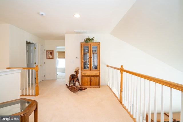 6 Galileo Dr, Cranbury, NJ 08512 - hall with an upstairs landing and light colored carpet