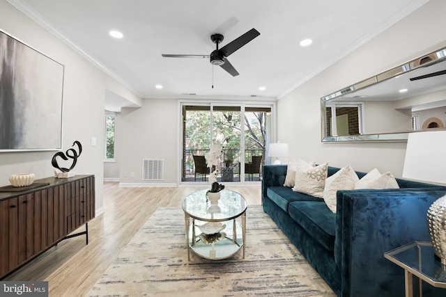 5050 7th Rd S Unit 201, Arlington, VA 22204 - living area with wood finished floors, ceiling fan, recessed lighting, ornamental molding, and baseboards