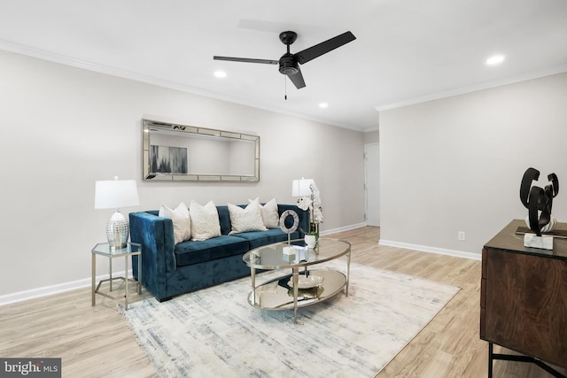5050 7th Rd S Unit 201, Arlington, VA 22204 - living area featuring wood finished floors, ceiling fan, crown molding, baseboards, and recessed lighting