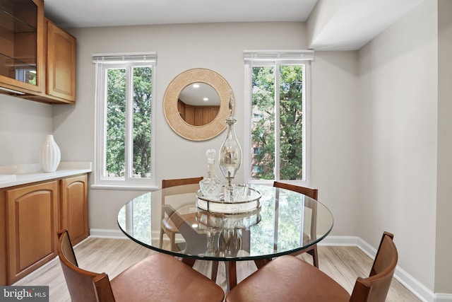 5050 7th Rd S Unit 201, Arlington, VA 22204 - dining area featuring light wood-type flooring and baseboards