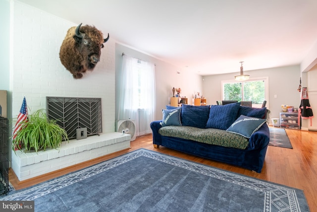618 Chapelgate Dr, Odenton, MD 21113 - living area with wood finished floors and a fireplace