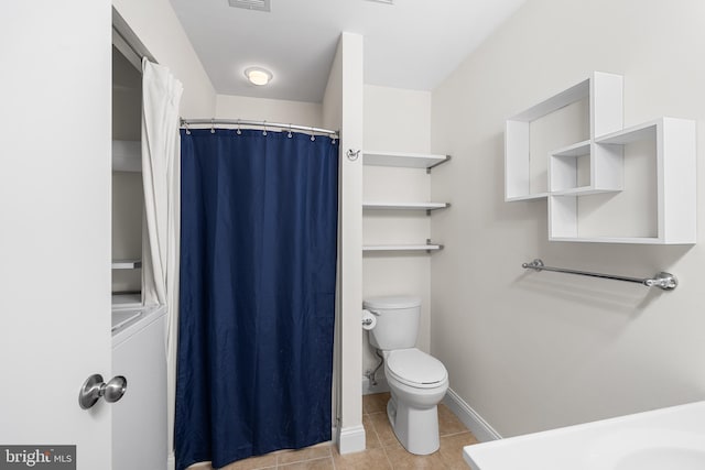 355 Westridge Cir Unit 128, Phoenixville, PA 19460 - bathroom featuring tile patterned flooring, toilet, baseboards, and curtained shower