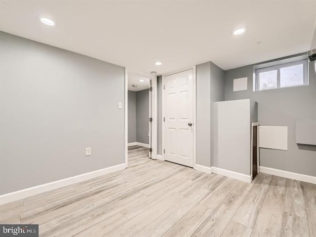 905 E Patapsco Ave, Baltimore, MD 21225 - basement with light wood-style floors, baseboards, and recessed lighting