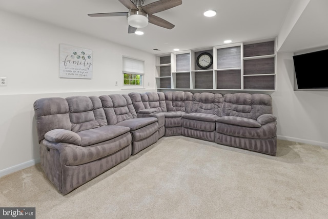 9761 Turnbuckle Dr, Burke, VA 22015 - living area featuring carpet, ceiling fan, recessed lighting, and baseboards