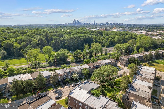 1826 N 52nd St, Philadelphia, PA 19131 - aerial view of property's location featuring skyline