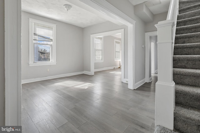3532 Lucille Ave, Baltimore, MD 21215 - foyer featuring stairway, wood finished floors, and baseboards