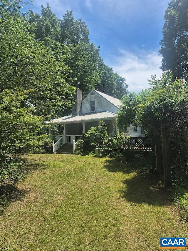 566 Holman Mill Rd, Farmville, VA 23901 - view of grassy yard with covered porch