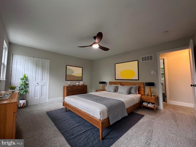 215 Bridge Rd, Upper Chichester, PA 19061 - bedroom featuring light colored carpet, a closet, a ceiling fan, and baseboards