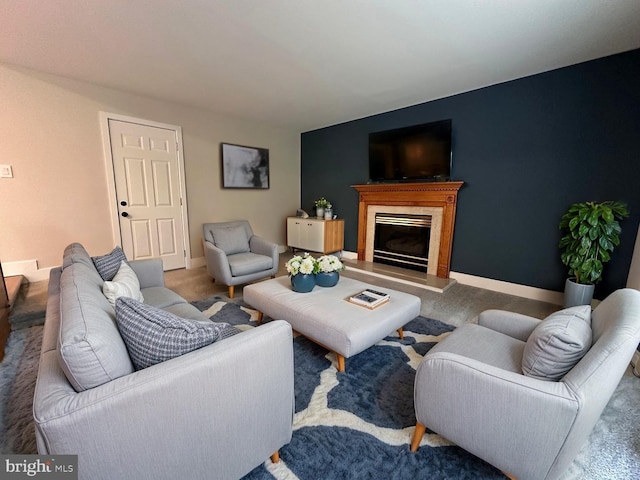 215 Bridge Rd, Upper Chichester, PA 19061 - living room featuring carpet and a glass covered fireplace