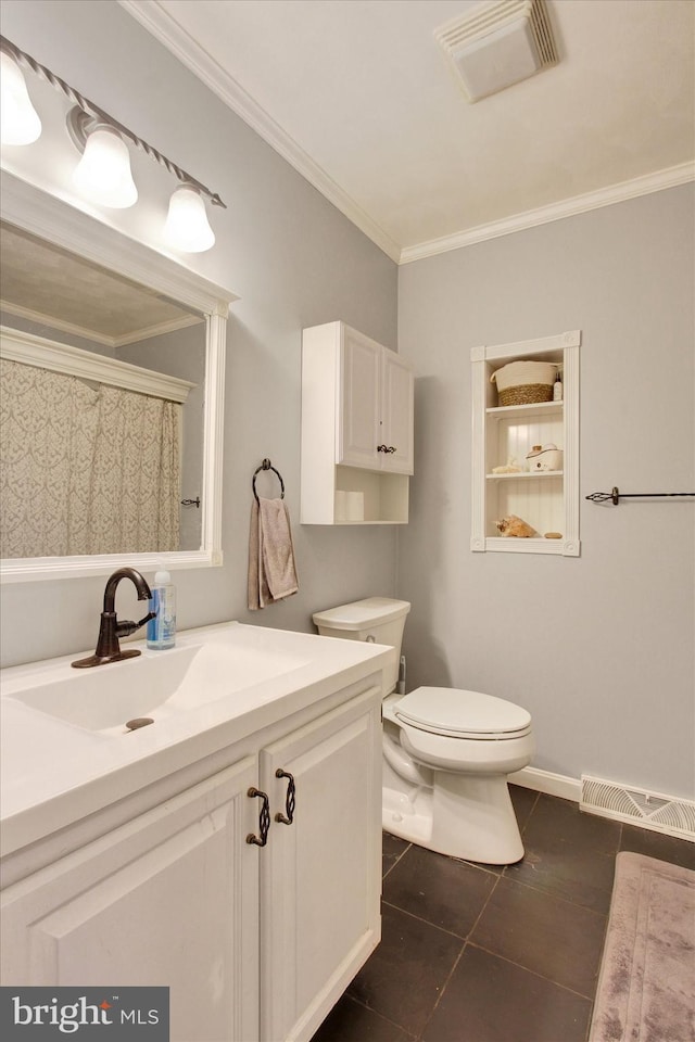 325 Jasmine Dr, Hanover, PA 17331 - full bath with toilet, crown molding, tile patterned floors, vanity, and a shower with curtain