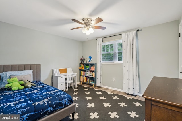 520 Perry Dr, Mount Laurel, NJ 08054 - bedroom featuring wood finished floors, ceiling fan, and baseboards