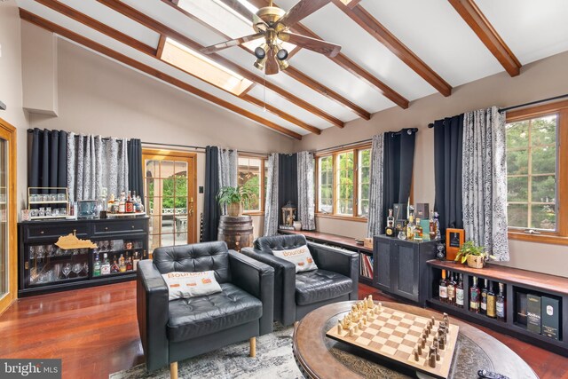 602 Tallowood Ln, Mount Laurel, NJ 08054 - living area with a ceiling fan, wood finished floors, and a bar