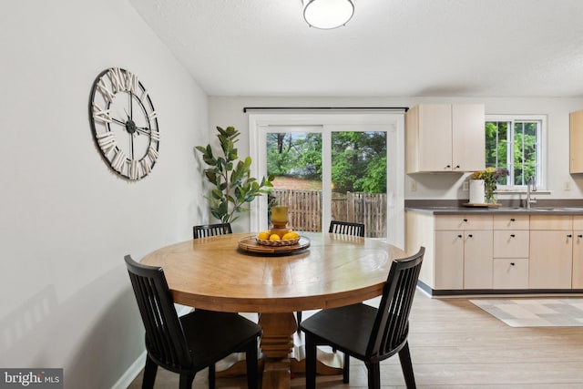 17208 Epsilon Pl, Rockville, MD 20855 - dining area featuring light wood finished floors, baseboards, and a textured ceiling