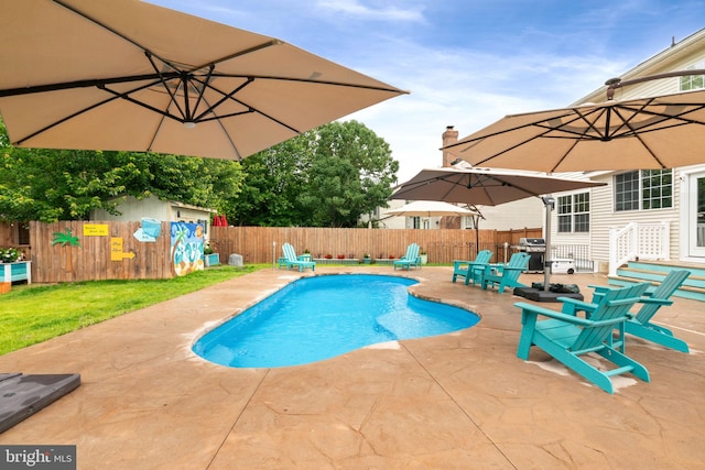 9235 Stephanie St, Manassas Park, VA 20111 - view of pool with a patio, a fenced backyard, and grilling area