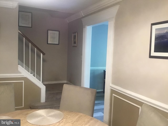 7709 Gromwell Ct, Springfield, VA 22152 - dining space featuring stairway and wood finished floors