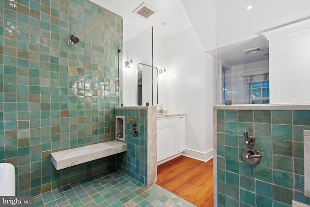 2320 Turk Rd, Doylestown, PA 18901 - full bath with walk in shower, wood finished floors, and vanity