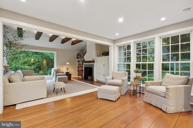 2320 Turk Rd, Doylestown, PA 18901 - living area featuring wood-type flooring, recessed lighting, and a fireplace