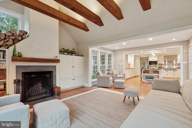 2320 Turk Rd, Doylestown, PA 18901 - living room with light wood-type flooring, a fireplace with flush hearth, and recessed lighting