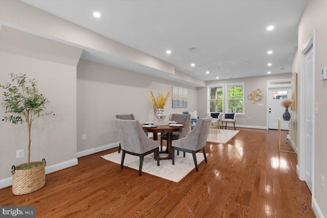 5521 4th St NW, Washington, DC 20011 - dining room with wood finished floors, baseboards, and recessed lighting