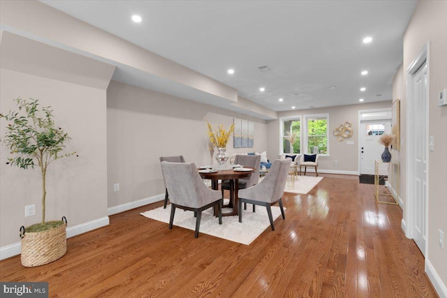 5521 4th St NW, Washington, DC 20011 - dining space with wood finished floors, baseboards, and recessed lighting