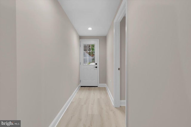 5521 4th St NW, Washington, DC 20011 - doorway to outside featuring light wood-style flooring, baseboards, and recessed lighting