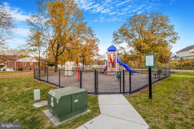 community play area with a gate