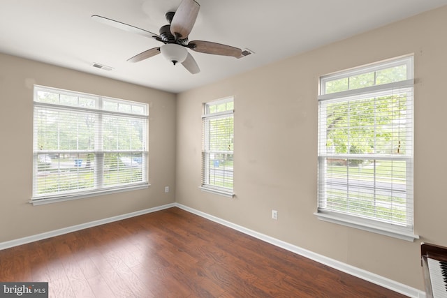 111 Carnoustie, Stephens City, VA 22655 - empty room with baseboards, a ceiling fan, and dark wood-style flooring
