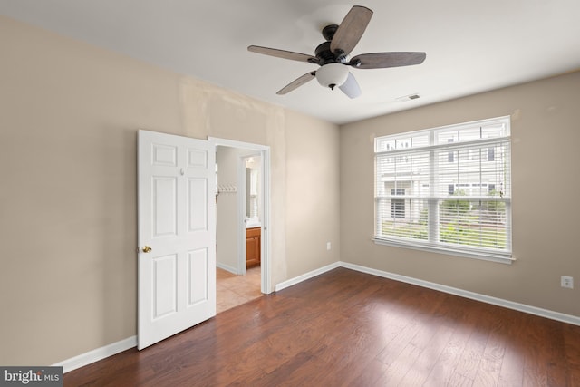 111 Carnoustie, Stephens City, VA 22655 - empty room featuring ceiling fan, baseboards, and wood finished floors
