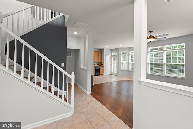 111 Carnoustie, Stephens City, VA 22655 - tiled foyer featuring stairway, recessed lighting, a ceiling fan, and baseboards