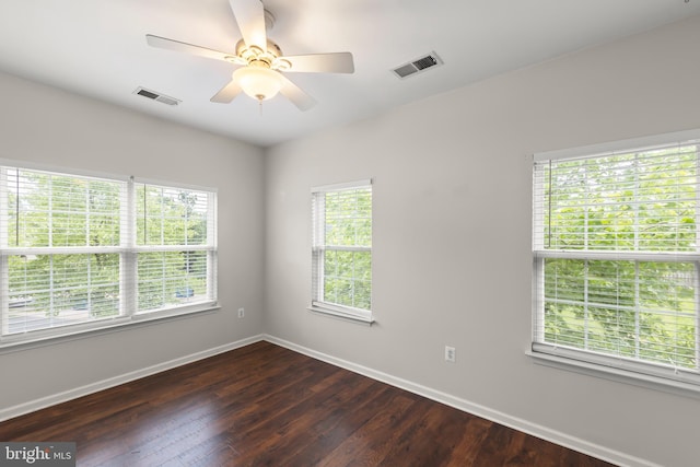 111 Carnoustie, Stephens City, VA 22655 - spare room with baseboards, dark wood finished floors, and ceiling fan