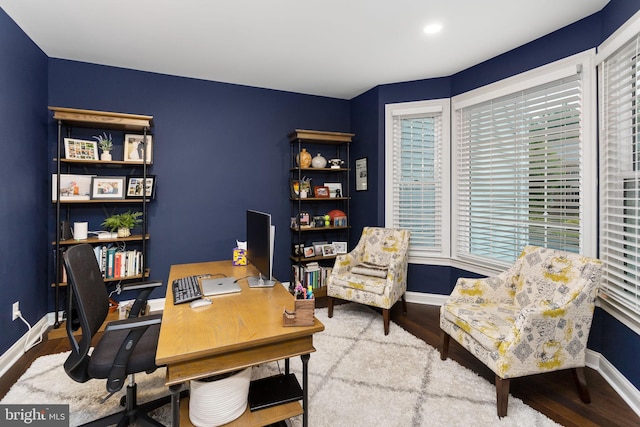 13 Richland Dr, Mount Laurel, NJ 08054 - office area with baseboards, wood finished floors, and healthy amount of natural light