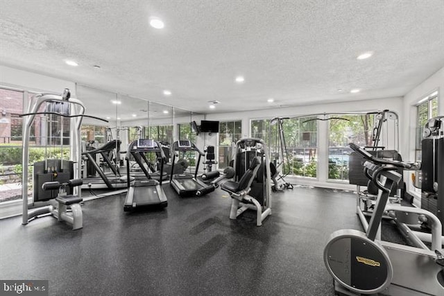 1525 Lincoln Way Unit 203, Mclean, VA 22102 - exercise room featuring a textured ceiling and recessed lighting