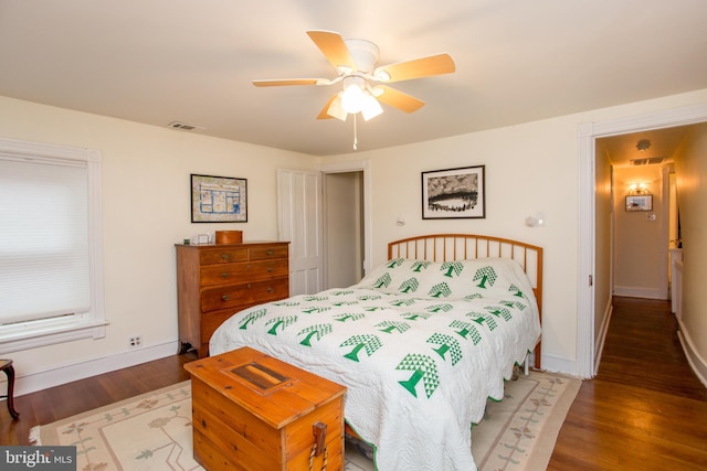 256 N Union St, Lambertville, NJ 08530 - bedroom featuring wood finished floors, baseboards, and ceiling fan