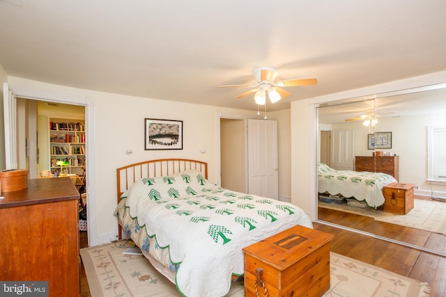 256 N Union St, Lambertville, NJ 08530 - bedroom featuring a closet, wood finished floors, and ceiling fan
