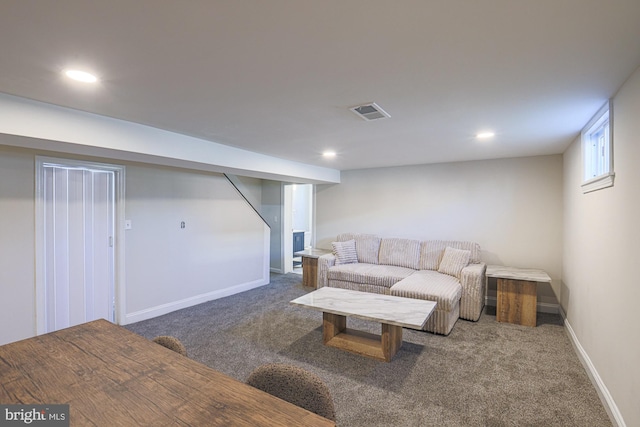 3958 Oakford Ave, Baltimore, MD 21215 - carpeted living room featuring recessed lighting