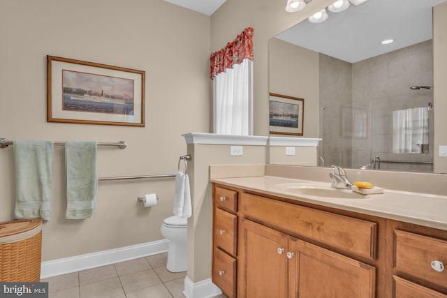 152 Independence Way, Mechanicsburg, PA 17050 - full bathroom featuring tile patterned floors, toilet, vanity, a tile shower, and baseboards