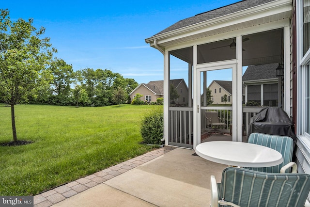 152 Independence Way, Mechanicsburg, PA 17050 - view of patio / terrace featuring a sunroom and ceiling fan