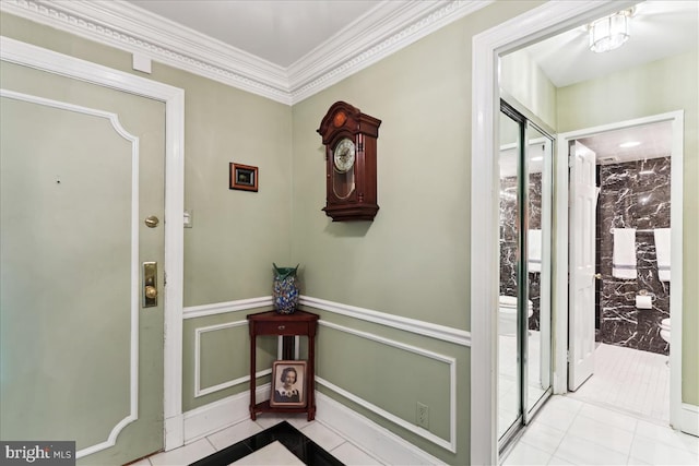 430 M St SW Unit N-609, Washington, DC 20024 - hall featuring crown molding and tile patterned flooring