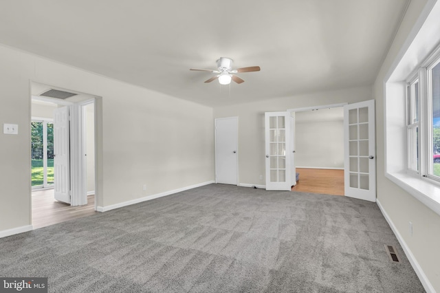 414 Lavender Hill Dr, Cherry Hill, NJ 08003 - unfurnished room featuring french doors, carpet flooring, a ceiling fan, and plenty of natural light