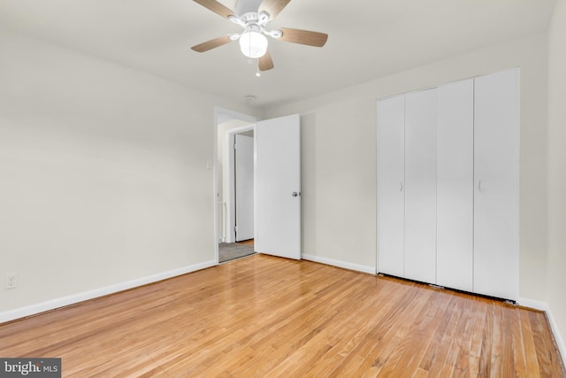 414 Lavender Hill Dr, Cherry Hill, NJ 08003 - unfurnished bedroom featuring a closet, wood finished floors, baseboards, and ceiling fan