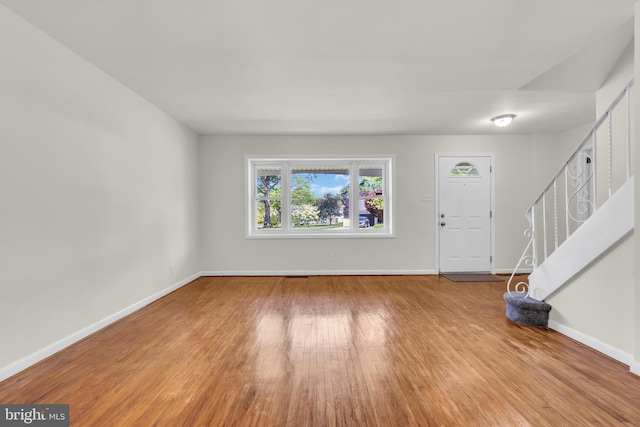 414 Lavender Hill Dr, Cherry Hill, NJ 08003 - entrance foyer with wood finished floors, stairway, and baseboards