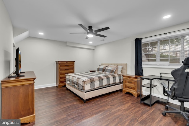 1458 Blockton Ct, Crofton, MD 21114 - bedroom with dark wood-type flooring, recessed lighting, baseboards, and a ceiling fan