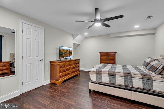 1458 Blockton Ct, Crofton, MD 21114 - bedroom with wood finished floors, baseboards, recessed lighting, and ceiling fan