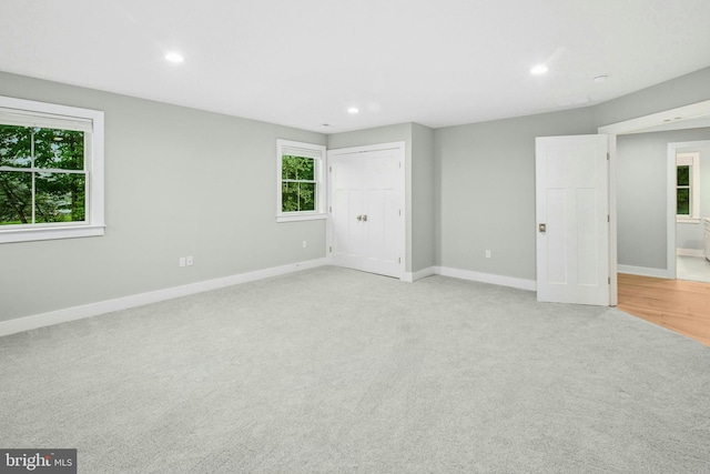 385 Nolf Rd, Nazareth, PA 18064 - unfurnished bedroom featuring light colored carpet, recessed lighting, baseboards, and a closet