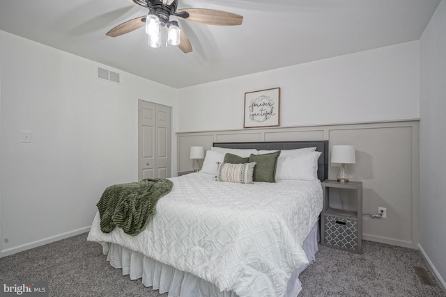 360 N Broad St, Clayton, NJ 08312 - bedroom featuring carpet floors, baseboards, a closet, and ceiling fan
