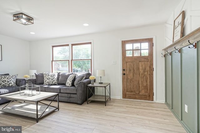 360 N Broad St, Clayton, NJ 08312 - living area featuring light wood-style flooring, recessed lighting, and baseboards