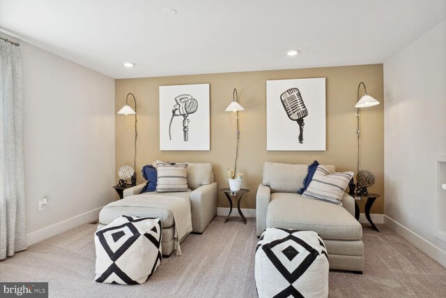 36534 Burleson Dr, Frankford, DE 19945 - living area with baseboards, light colored carpet, and recessed lighting