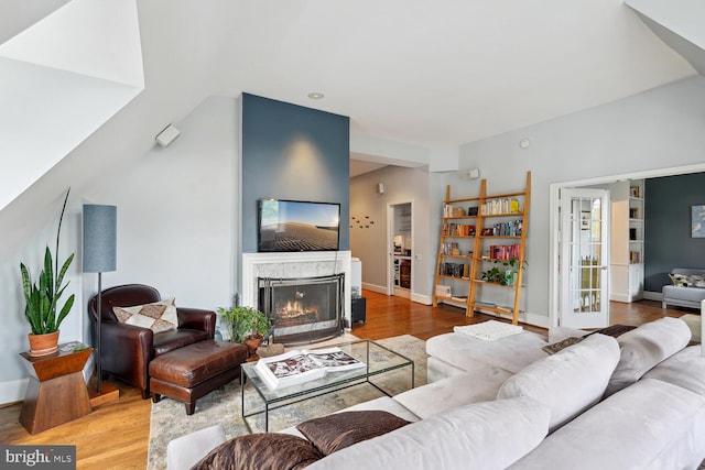 2001 19th St NW Unit 10, Washington, DC 20009 - living area featuring wood finished floors, a premium fireplace, and baseboards