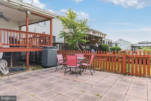 30 Towns Ct, Baltimore, MD 21237 - view of patio / terrace with central AC, outdoor dining space, a deck, and ceiling fan